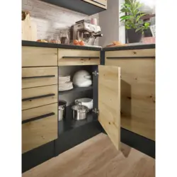 Eckunterschrank 115/90/60 cm in Anthrazit, Eiche Artisan