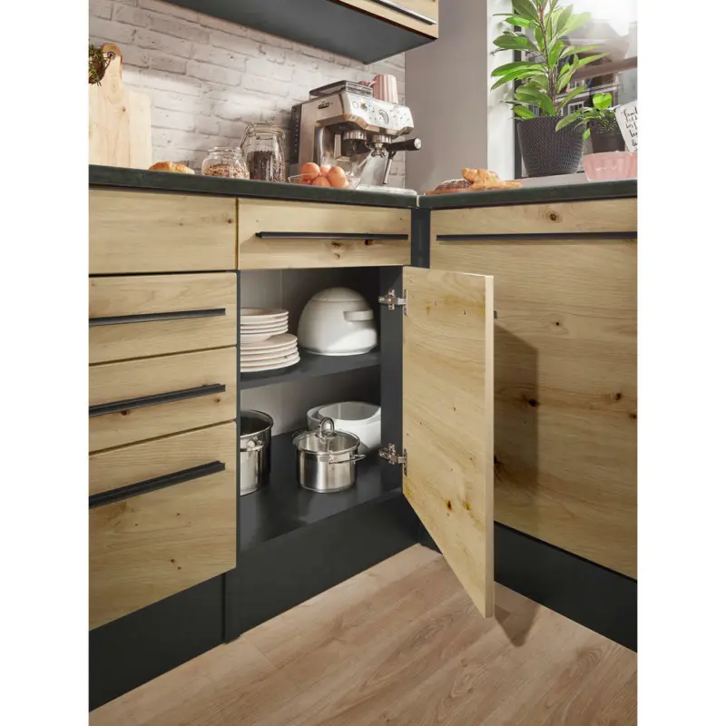Eckunterschrank 115/90/60 cm in Anthrazit, Eiche Artisan