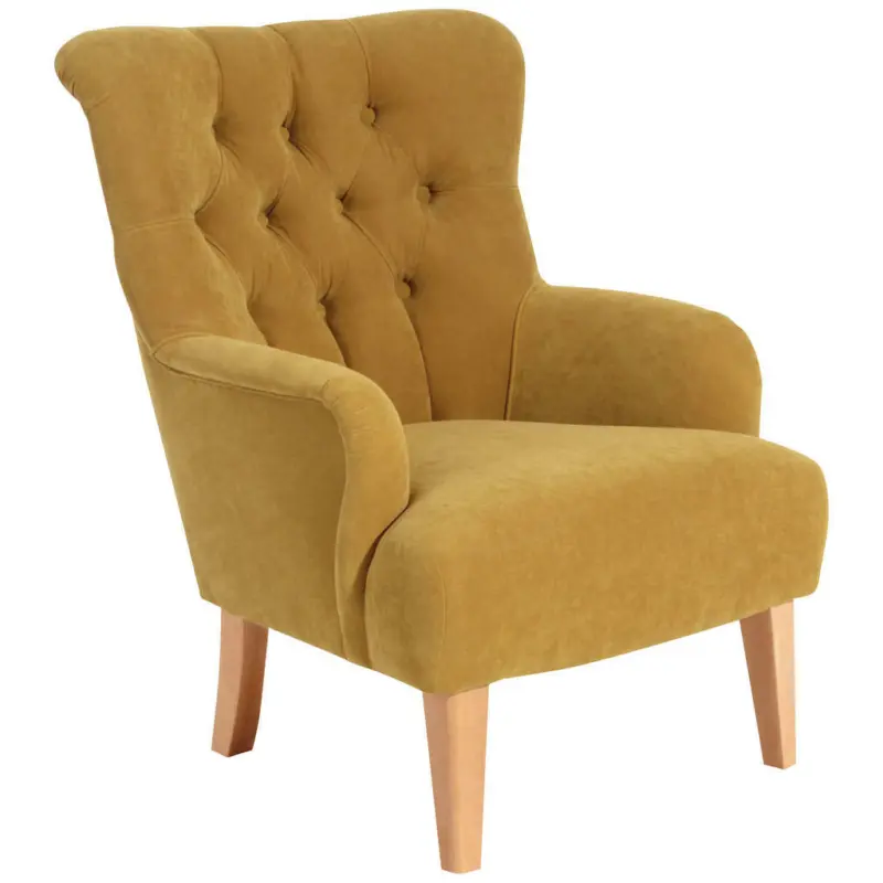 Ohrensessel in Velours Gelb