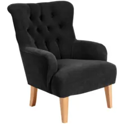 Ohrensessel in Velours Schwarz