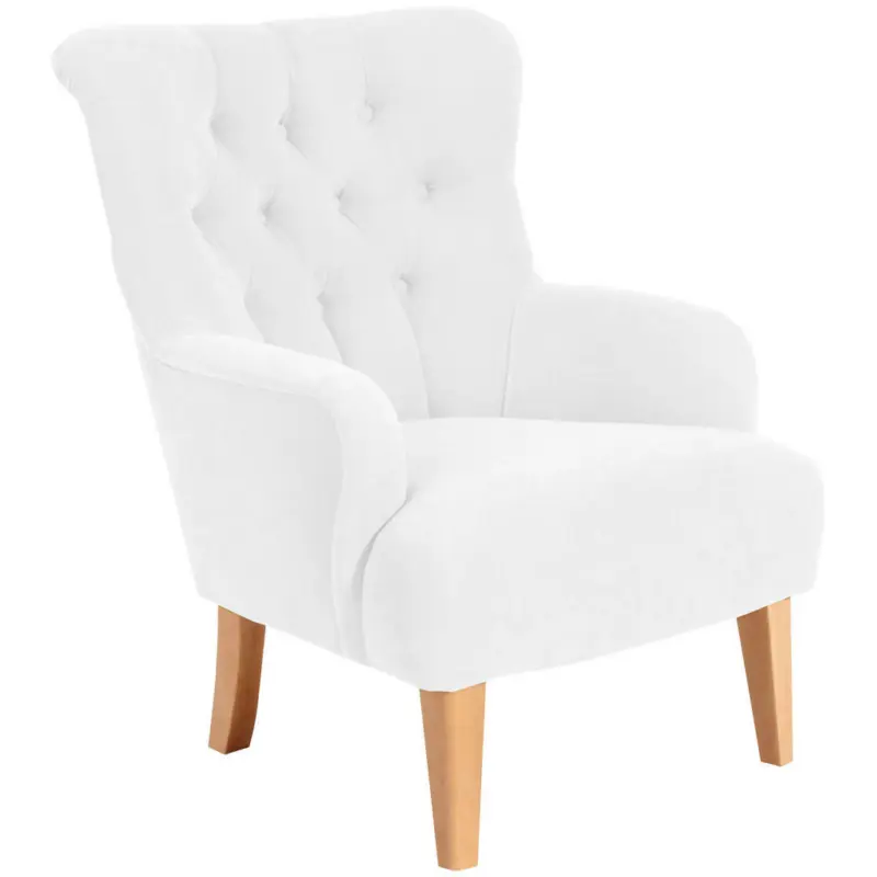 Ohrensessel in Velours Creme