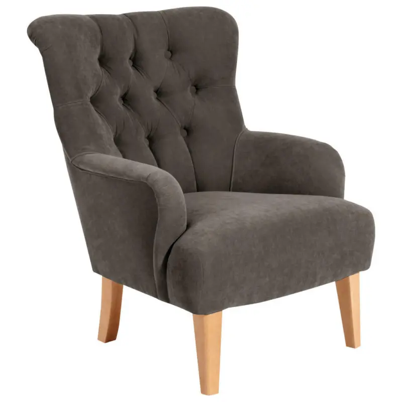 Ohrensessel in Velours Grau