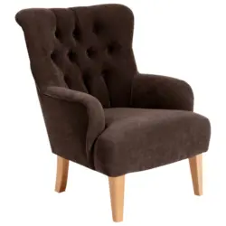 Ohrensessel in Velours Braun