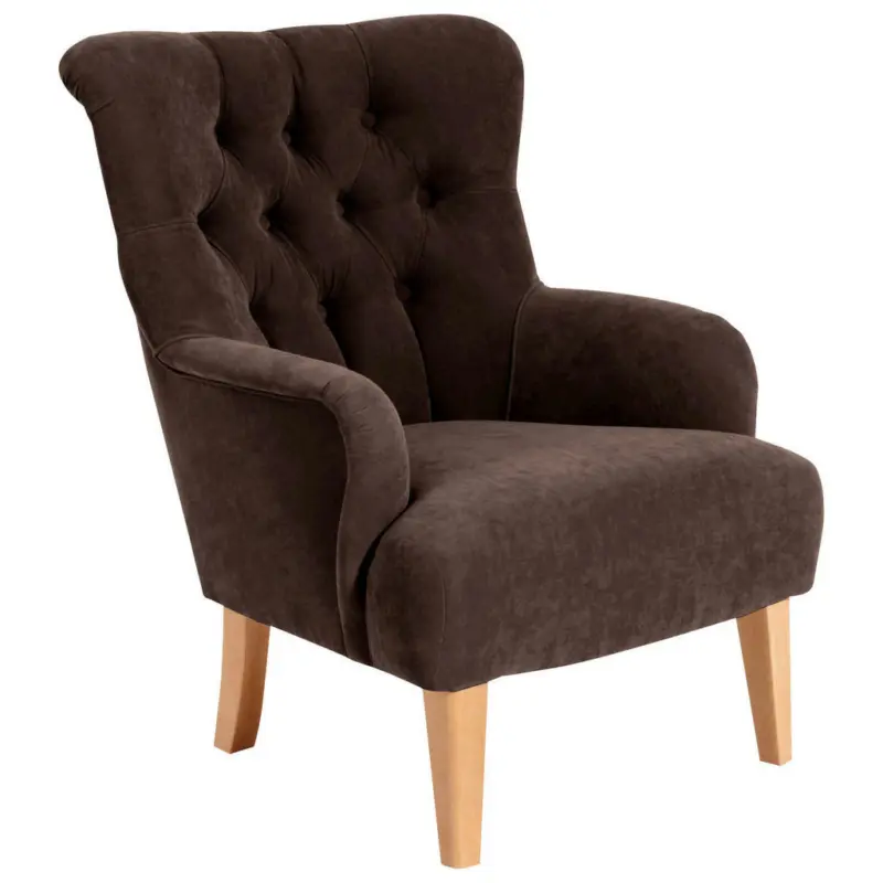 Ohrensessel in Velours Braun