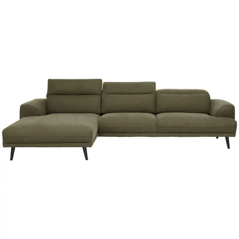 Ecksofa in Lederlook Olivgrün
