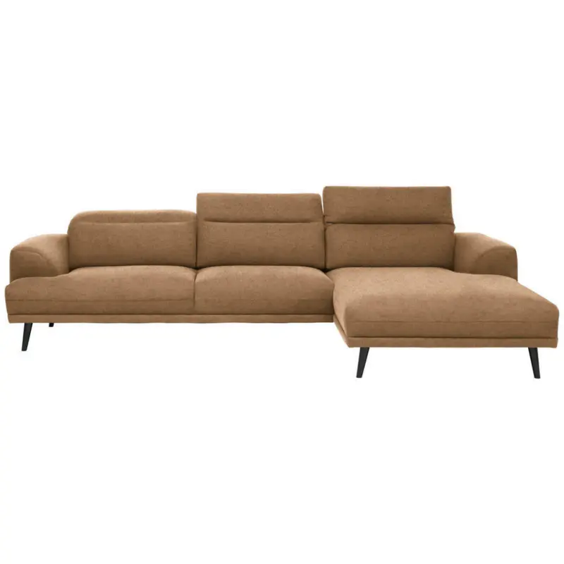 Ecksofa in Lederlook Hellbraun
