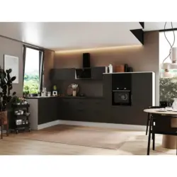 Eckküche 175/370 cm in Grau, Weiß