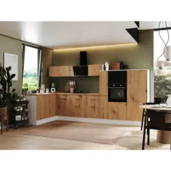 Eckk&uuml;che 175/370 cm in Wei&szlig;, Eiche Artisan