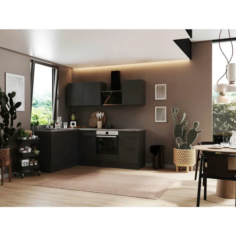 Eckküche 175/220 cm in Grau