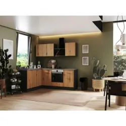 Eckk&uuml;che 175/220 cm in Grau, Eiche Artisan