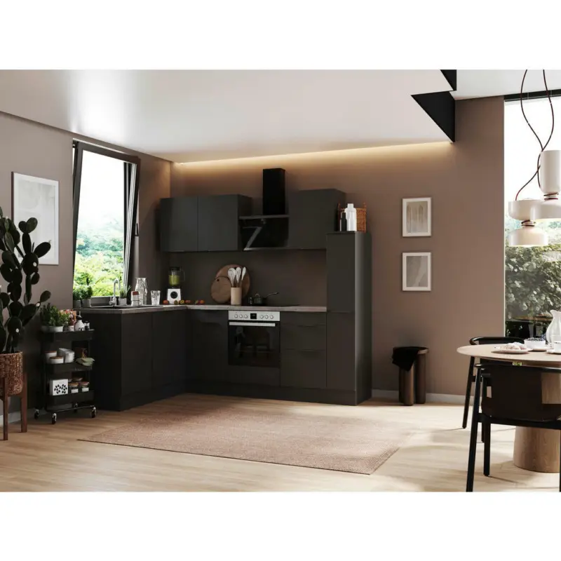 Eckküche 175/250 cm in Grau