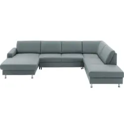 Wohnlandschaft in Echtleder Blaugrau