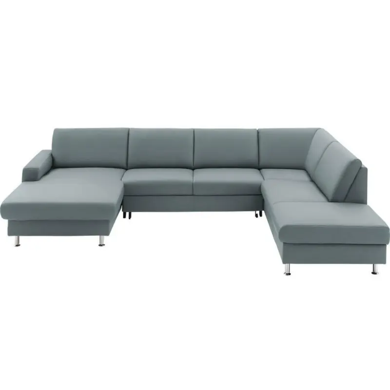 Wohnlandschaft in Echtleder Blaugrau