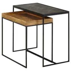 Beistelltischset in Holz, Stein 60/30/50 cm