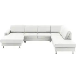 Wohnlandschaft in Echtleder Weiß