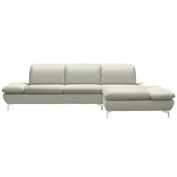 Ecksofa in Echtleder Weiß