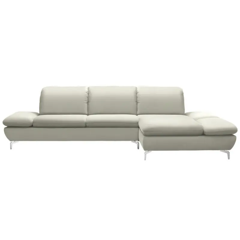 Ecksofa in Echtleder Weiß