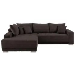 Ecksofa in Webstoff Dunkelbraun