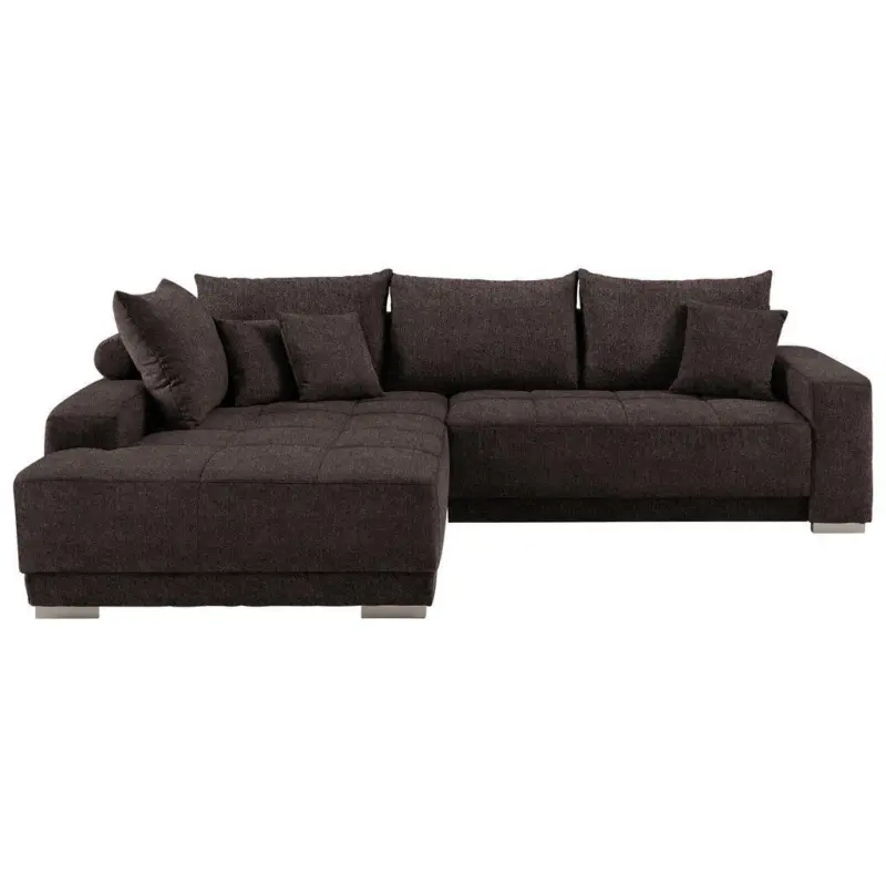 Ecksofa in Webstoff Dunkelbraun