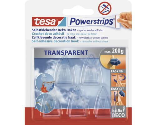 tesa Powerstrips selbstklebender Dekohaken 5 Haken / 8 Strips