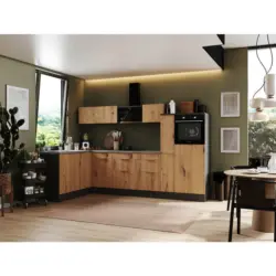 Eckk&uuml;che 175/310 cm in Grau, Eiche Artisan