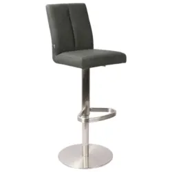 Barhocker in Metall, Textil Edelstahlfarben, Dunkelgrau