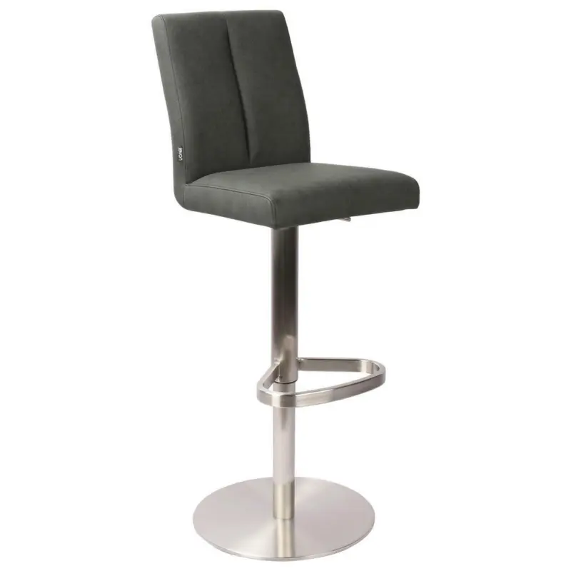 Barhocker in Metall, Textil Edelstahlfarben, Dunkelgrau
