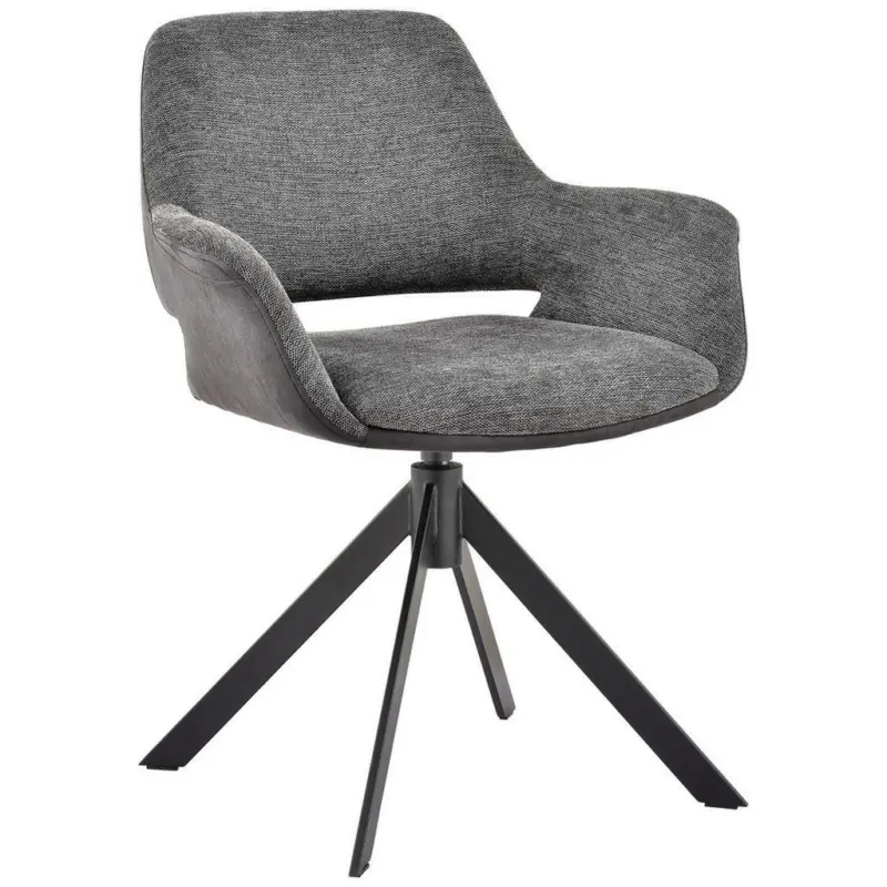 Armlehnstuhl in Eisen Mikrofaser, Leinenoptik