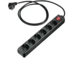 Hornbach Steckdosenleiste 6-fach, mit Schalter, 3G1,5, schwarz, 1,4 m
