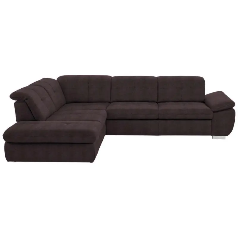 Ecksofa in Mikrofaser Dunkelbraun