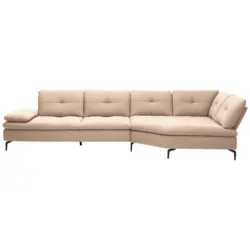 Ecksofa in Flachgewebe Hellbraun