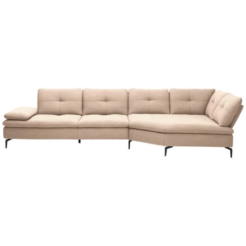 Ecksofa in Flachgewebe Hellbraun