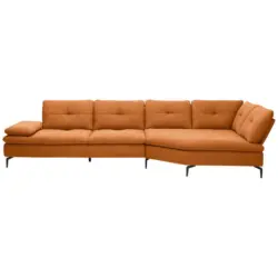 Ecksofa in Flachgewebe Orange, Rostfarben