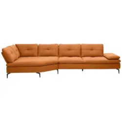 Ecksofa in Flachgewebe Orange, Rostfarben
