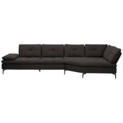 Ecksofa in Flachgewebe Schwarz