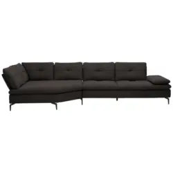 Ecksofa in Flachgewebe Schwarz