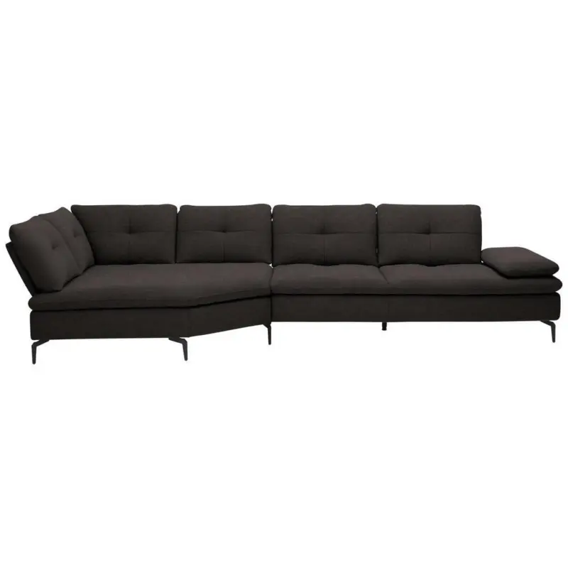 Ecksofa in Flachgewebe Schwarz