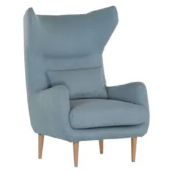 Ohrensessel in Flachgewebe Hellblau