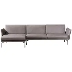 Eckschlafsofa in Lederlook Grau