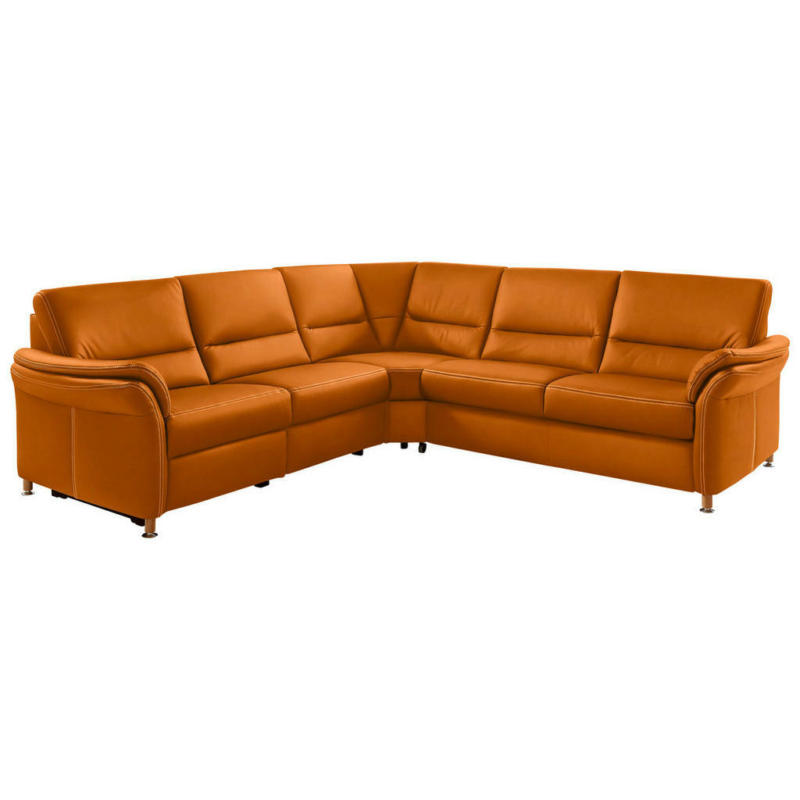 Ecksofa in Echtleder Orange