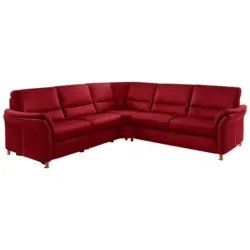 Ecksofa in Echtleder Rot