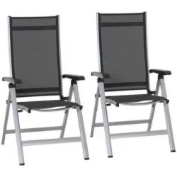 Gartenklappsessel-Set in Metall, Kunststoff Anthrazit, Silberfarben