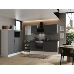 Küchenblock 370 cm in Grau, Weiß