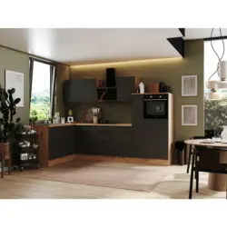 Eckk&uuml;che 175/310 cm in Grau, Eiche Artisan