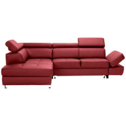 Ecksofa in Lederlook Kombination Echtleder/Lederlook Bordeaux