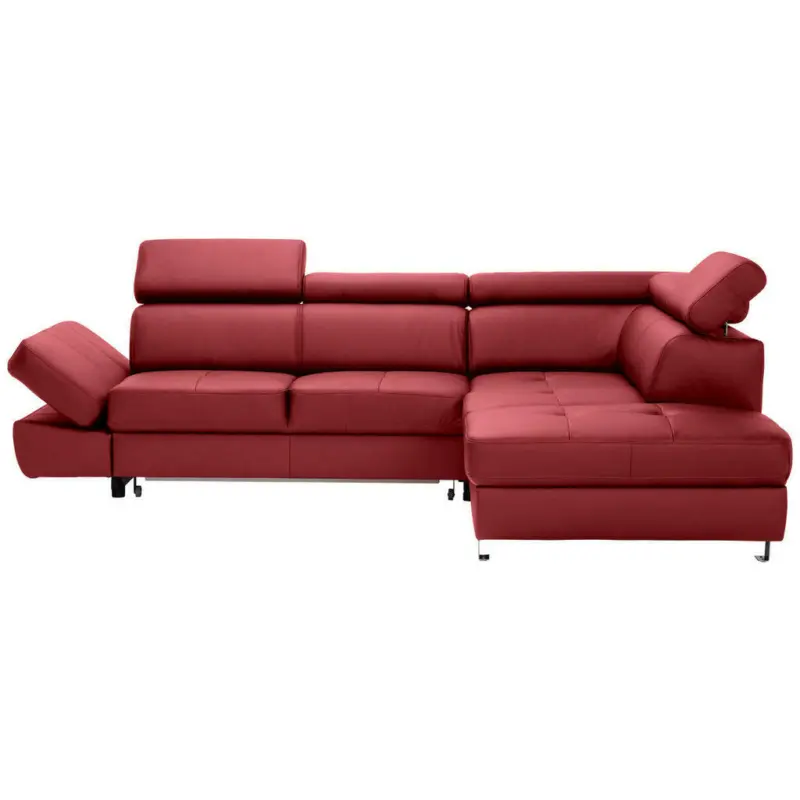 Ecksofa in Lederlook Kombination Echtleder/Lederlook Bordeaux
