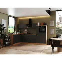 Eckk&uuml;che 175/310 cm in Grau, Eiche Artisan