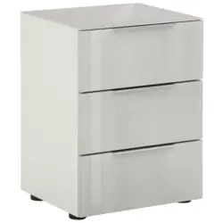 Nachtkästchen in Weiß, Hellgrau