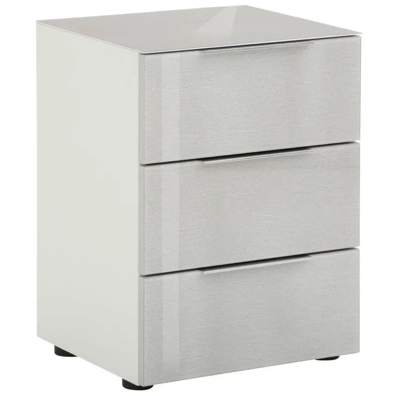 Nachtkästchen in Weiß, Hellgrau