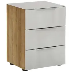 Nachtk&auml;stchen in Eichefarben, Hellgrau